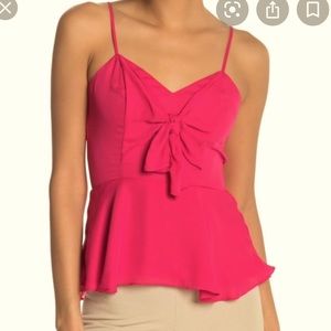 NEW Parker | Pink Bow Tie Front Peplum Tank Top